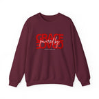 Crewneck Sweatshirt — "Grace Powered By God" Christian Faith Pullover (Ephesians 2:8)