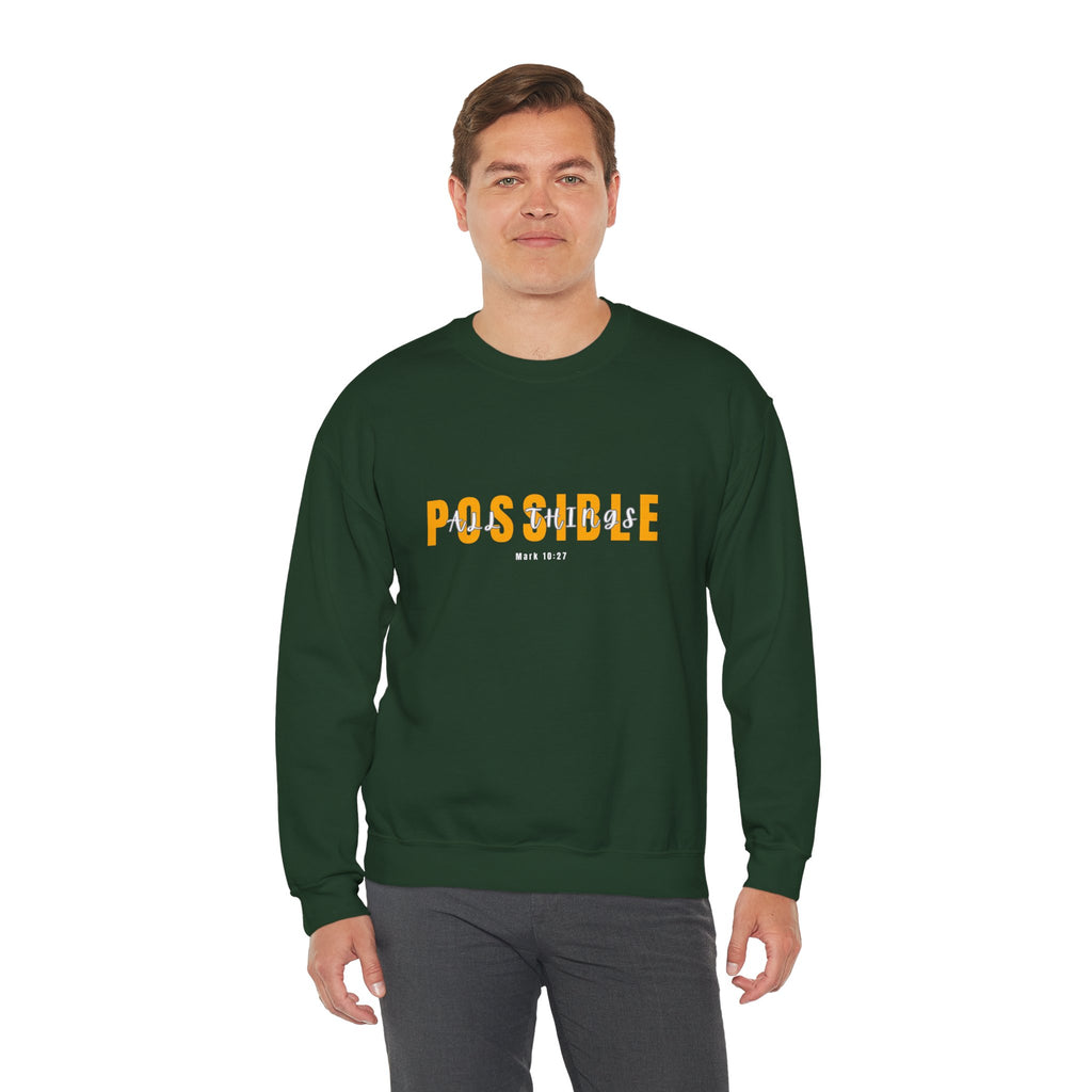 Inspirational Crewneck Sweatshirt "Possible" Pullover, Positive Affirmation Apparel, Motivational Mindset Graphic Sweatshirt
