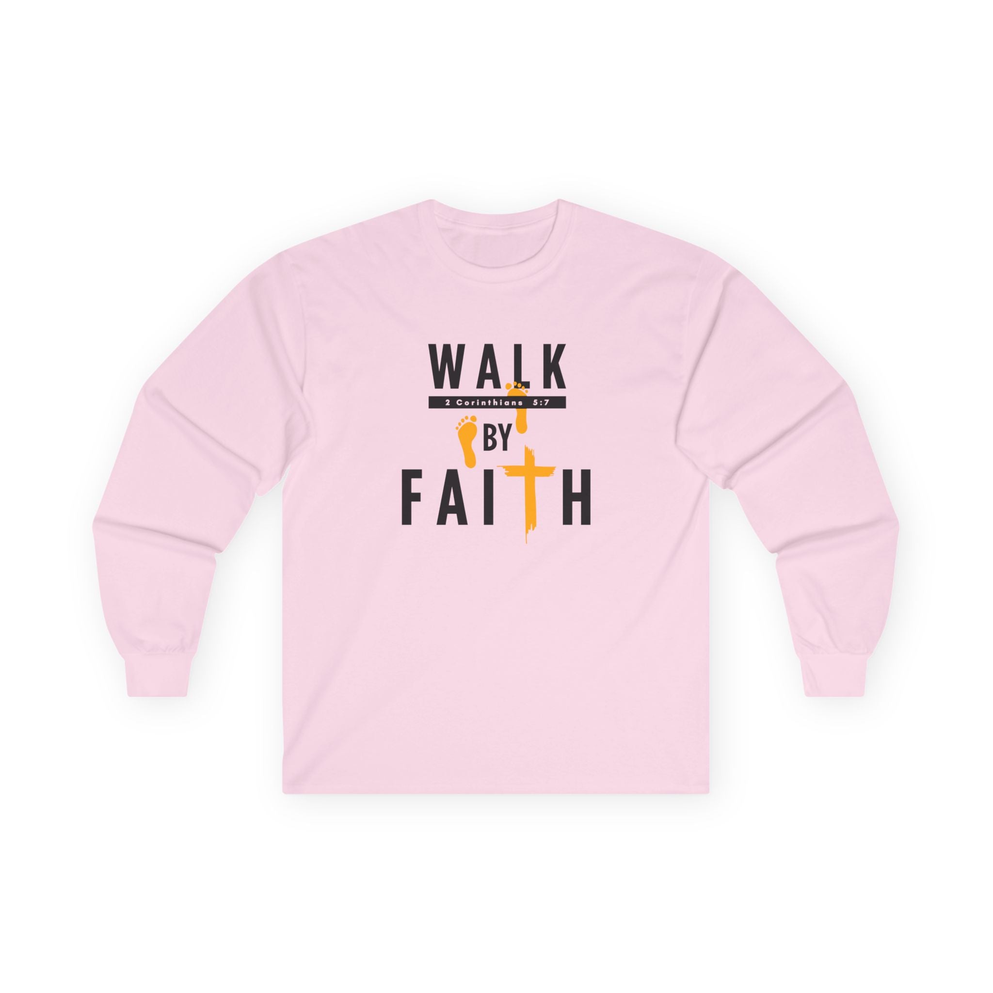 Long Sleeve Tee — "Walk by Faith" Christian Inspirational Shirt