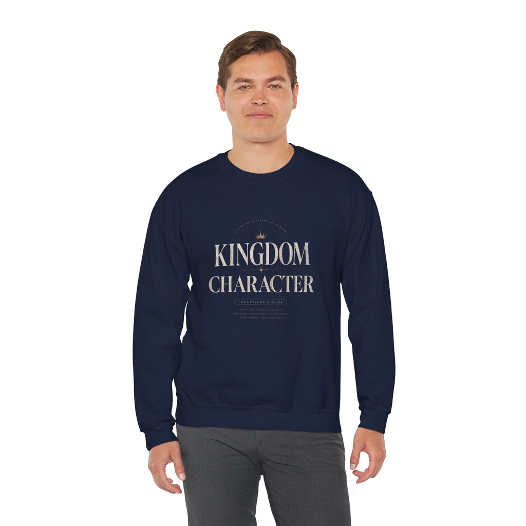 Christian Crewneck Sweatshirt "Kingdom Character" Pullover, Faith-Based Inspirational Apparel, Religious Graphic Sweatshirt