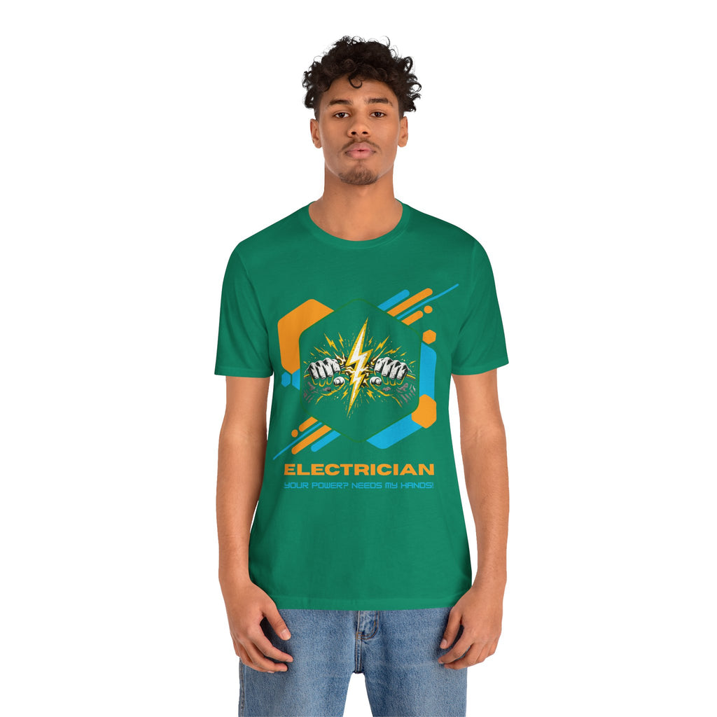 Electrician T‑Shirt - Skilled Hands Lightning Crew Tee