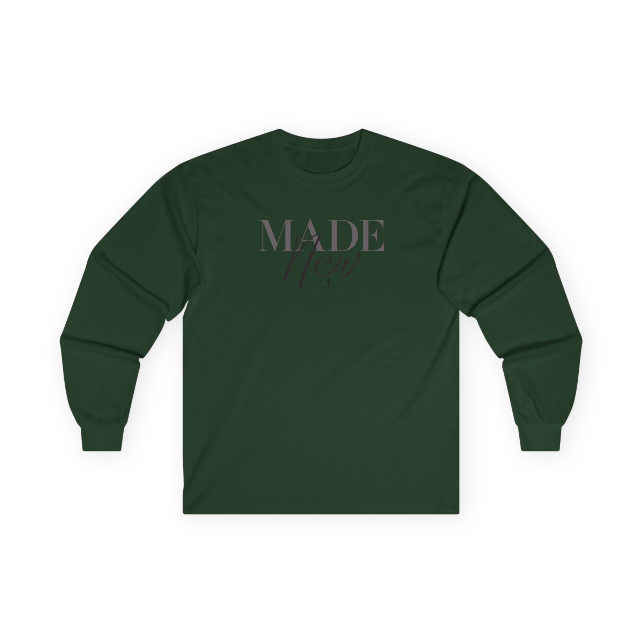 Made New Long Sleeve Tee — Inspirational Christian Faith Shirt