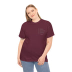 Black Text-Pattern T-Shirt — Seen Known Saved Christian Typography Graphic Tee