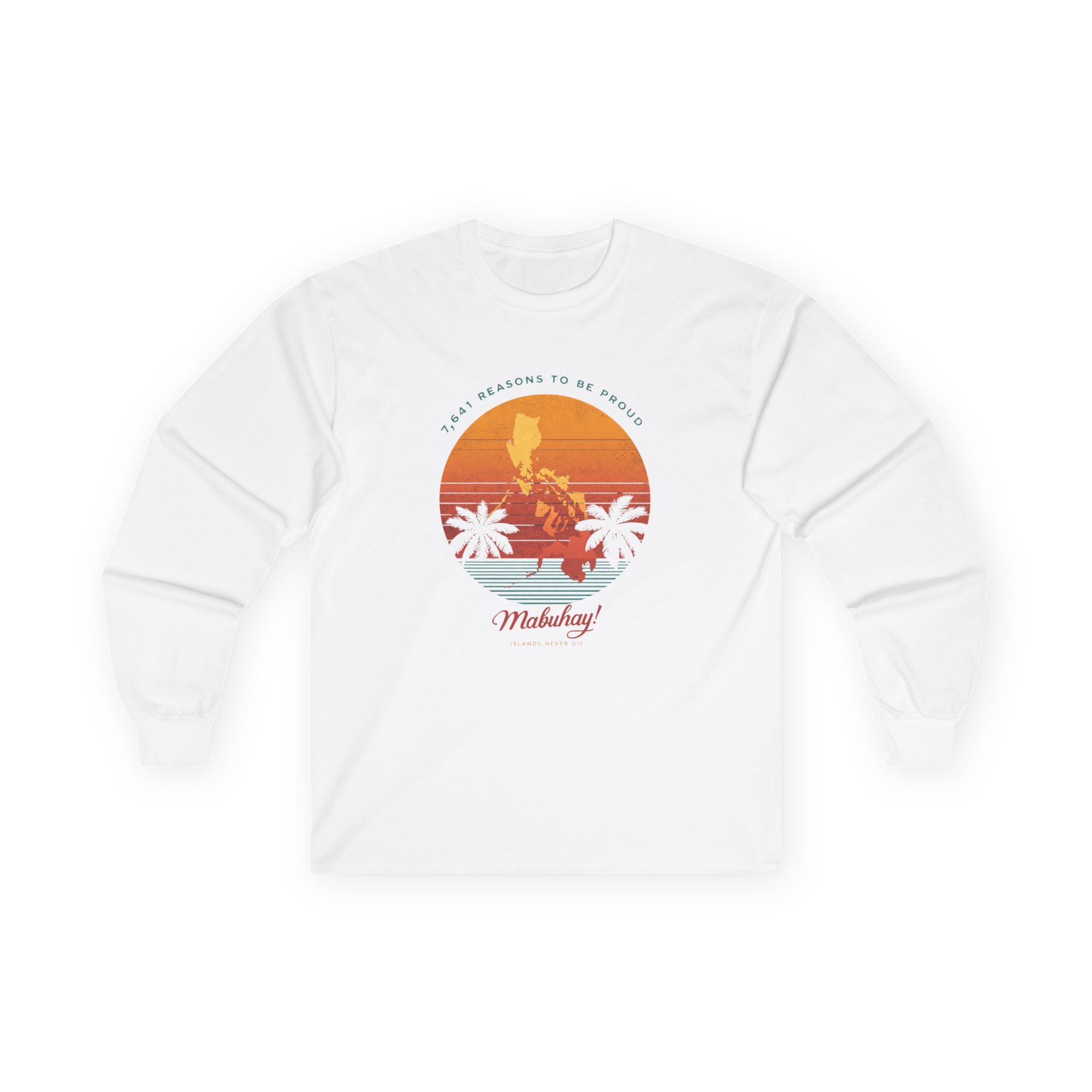 Long Sleeve Tee — 'Map of the Philippines' Retro Sunset Surf Design