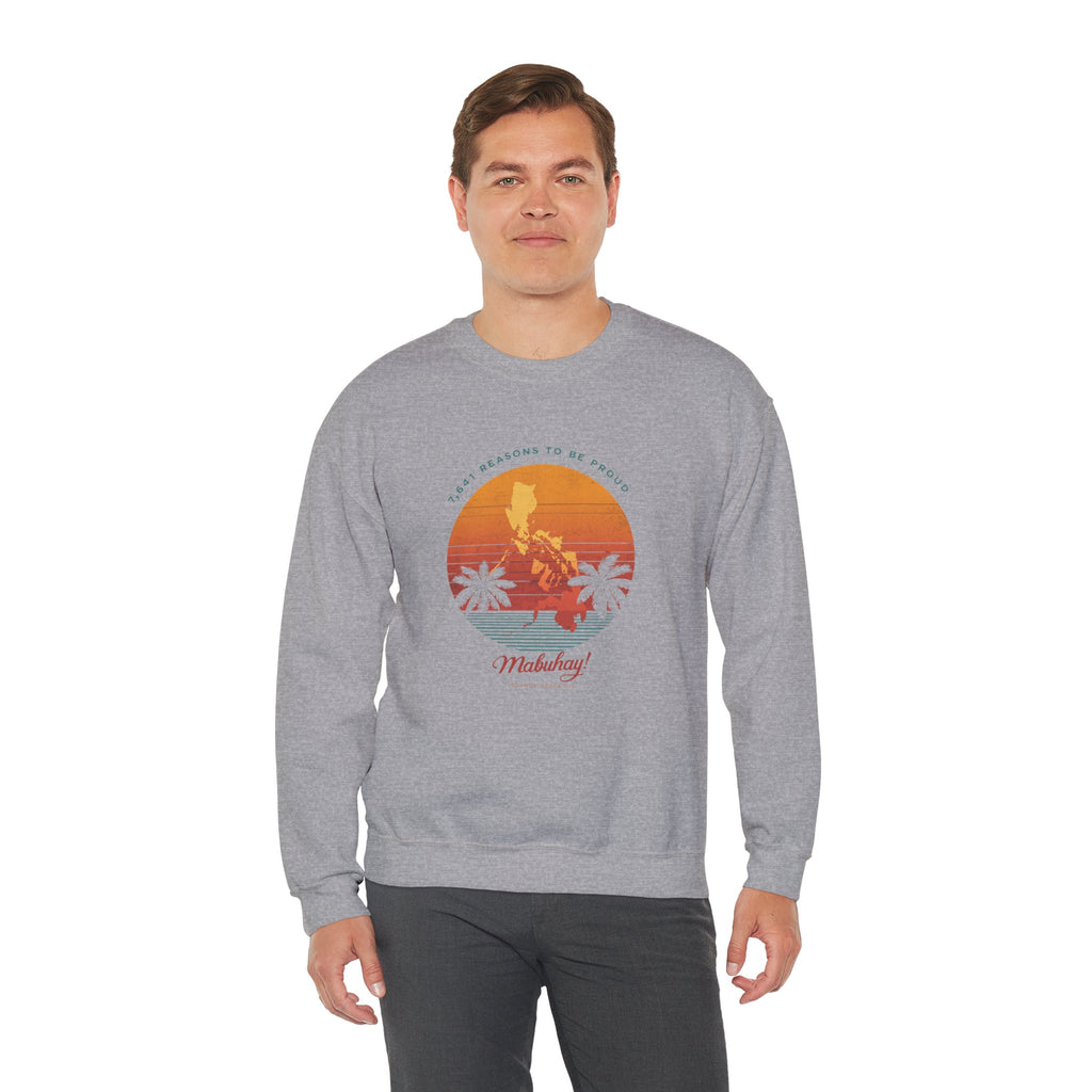 Filipino Crewneck Sweatshirt "Proud to Be Pinoy" Retro Sunset Pullover, Philippines Pride Apparel, Heritage Graphic Sweatshirt