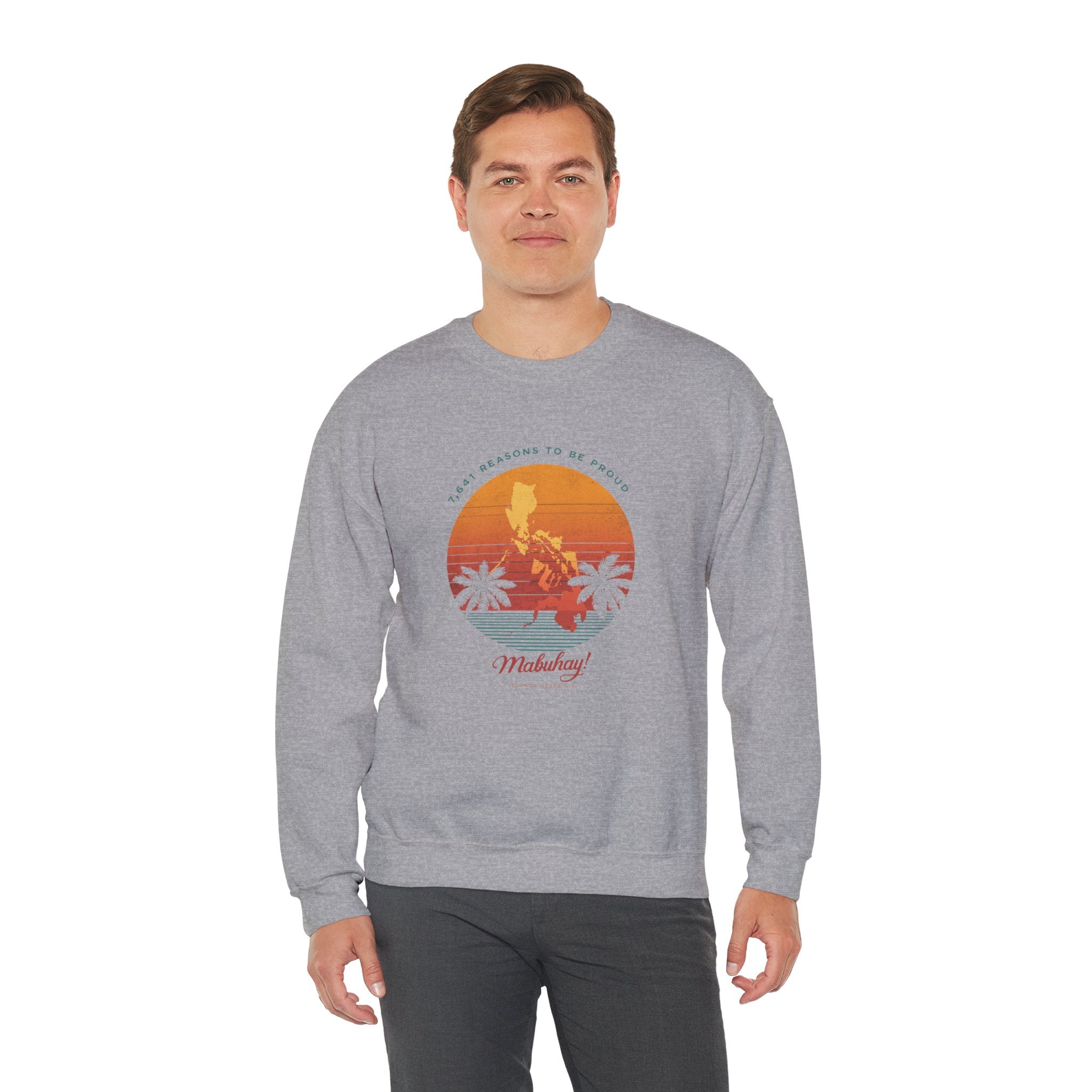 Filipino Crewneck Sweatshirt "Proud to Be Pinoy" Retro Sunset Pullover, Philippines Pride Apparel, Heritage Graphic Sweatshirt