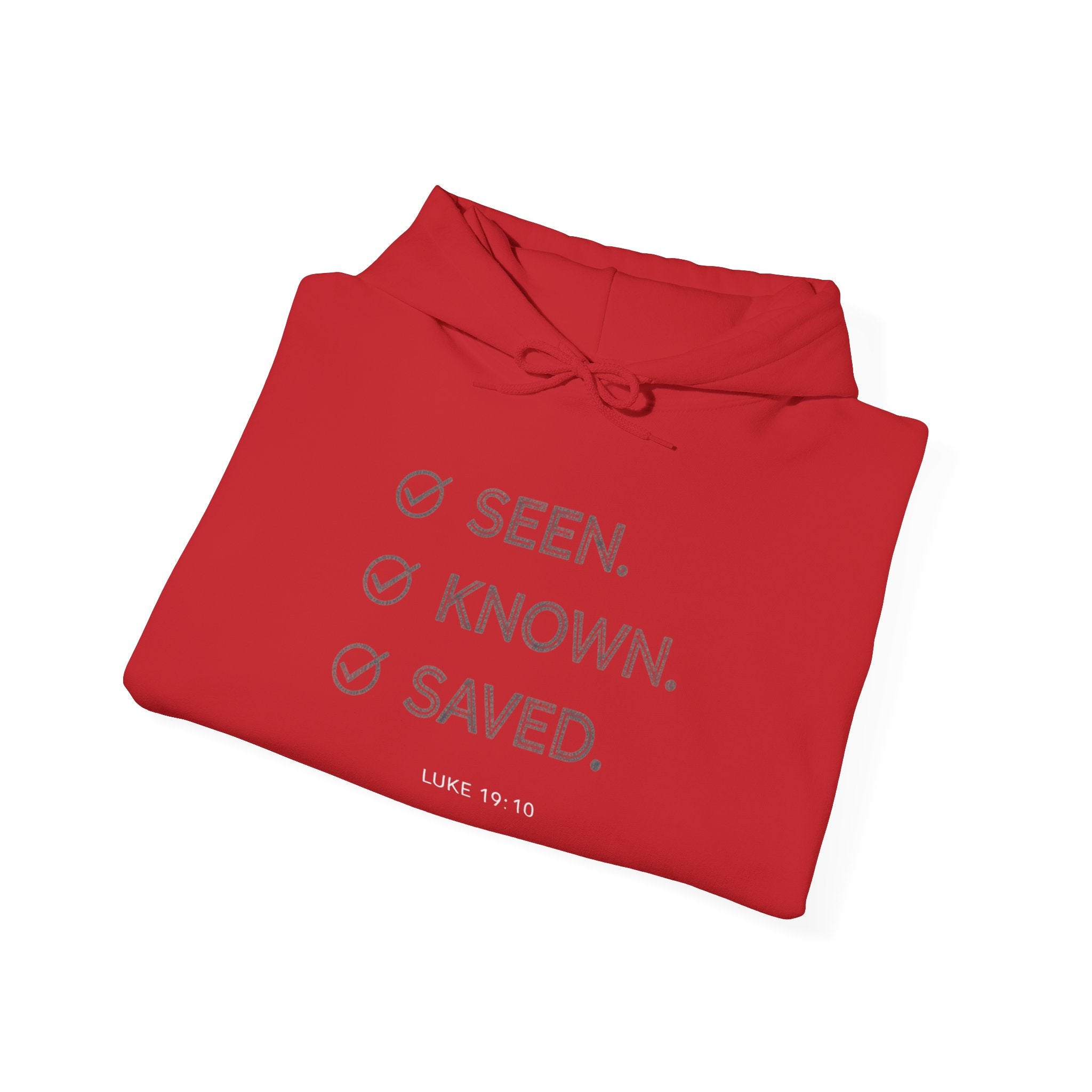 Seen. Known. Saved. Hoodie — Christian Faith Pullover (Luke 19:10)