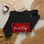 Crewneck Sweatshirt — "Grace Powered By God" Christian Faith Pullover (Ephesians 2:8)