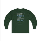 Offline Long Sleeve Christian Tee — ‘Go Into Your Room, Close the Door and Pray’ Graphic