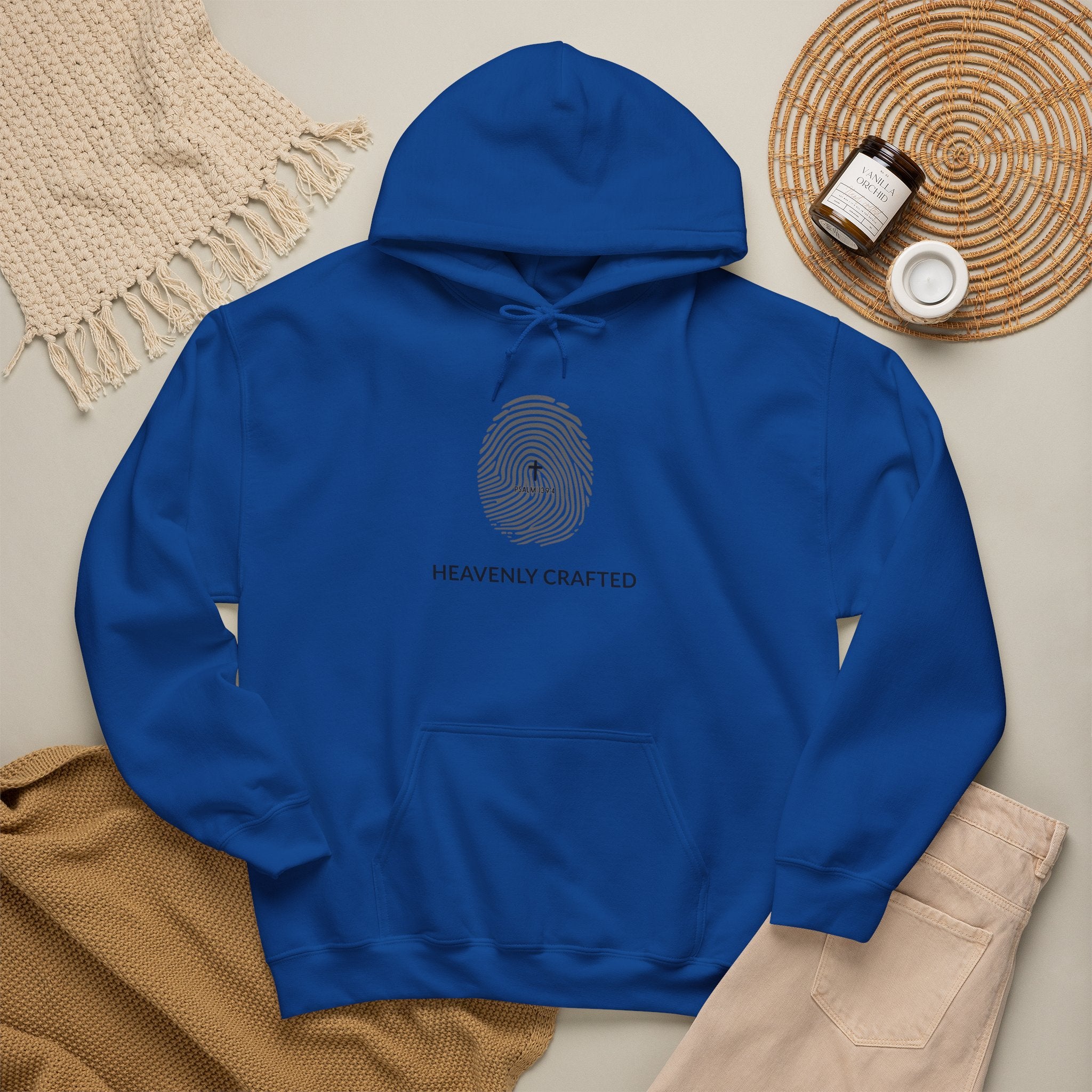 Heavenly Crafted Hoodie — Minimal Fingerprint Graphic Hooded Sweatshirt