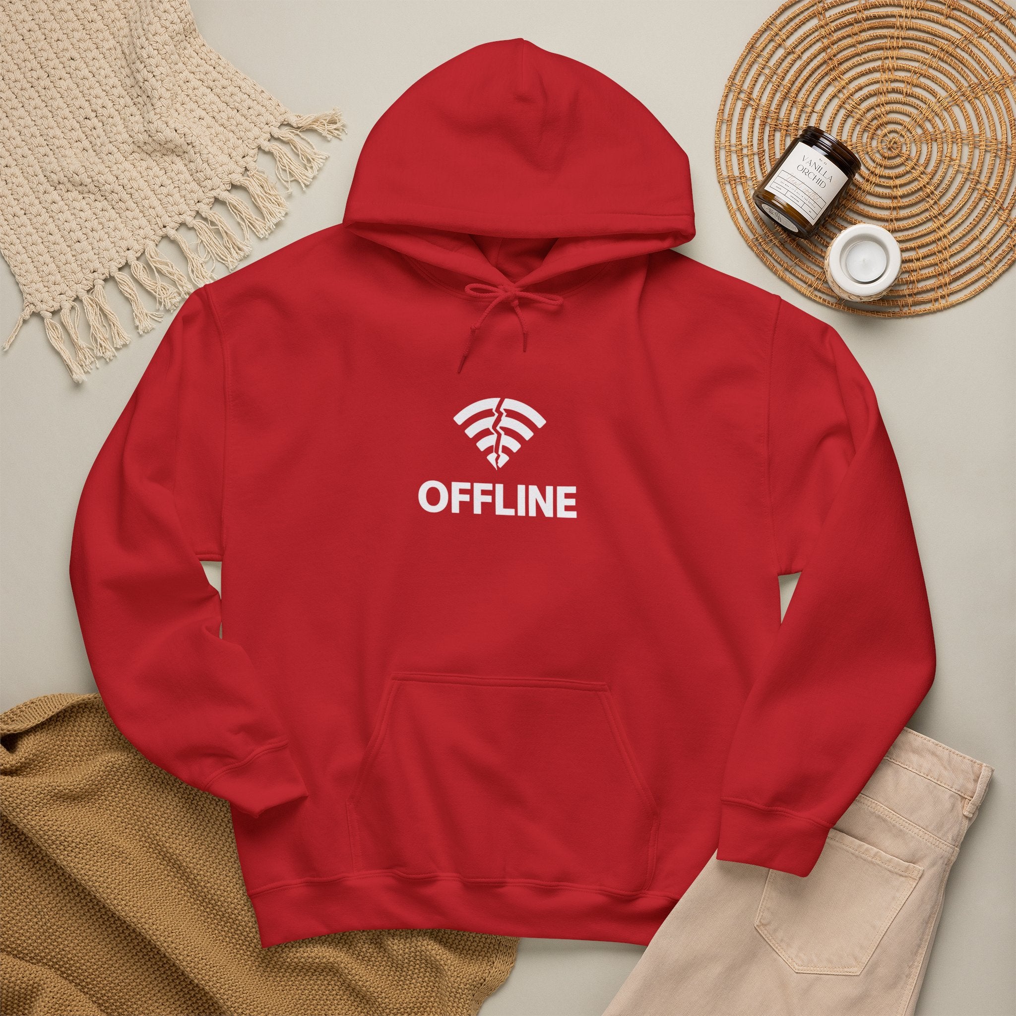 Christian Hoodie "Offline" Wi-Fi Symbol Pullover, Go Into Your Room Quote Back Print, Faith Streetwear Sweatshirt