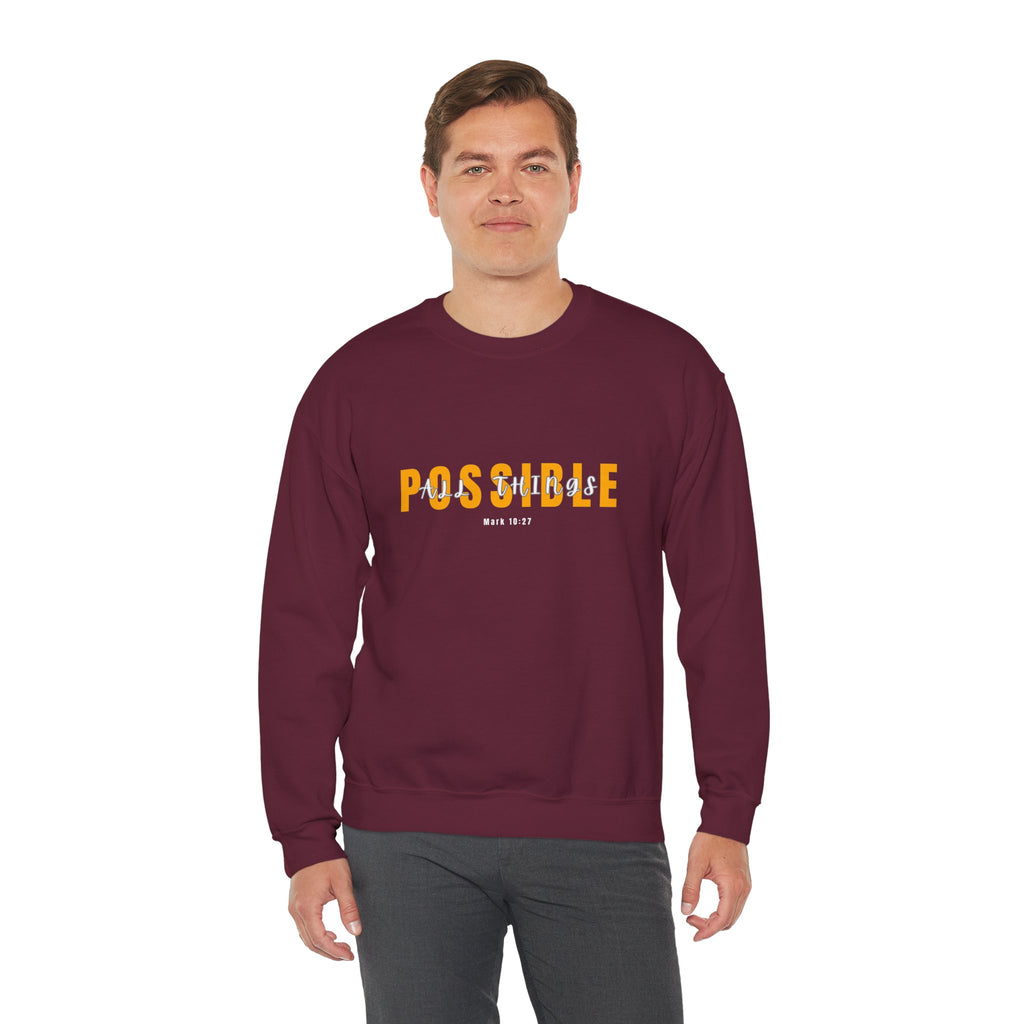 Inspirational Crewneck Sweatshirt "Possible" Pullover, Positive Affirmation Apparel, Motivational Mindset Graphic Sweatshirt