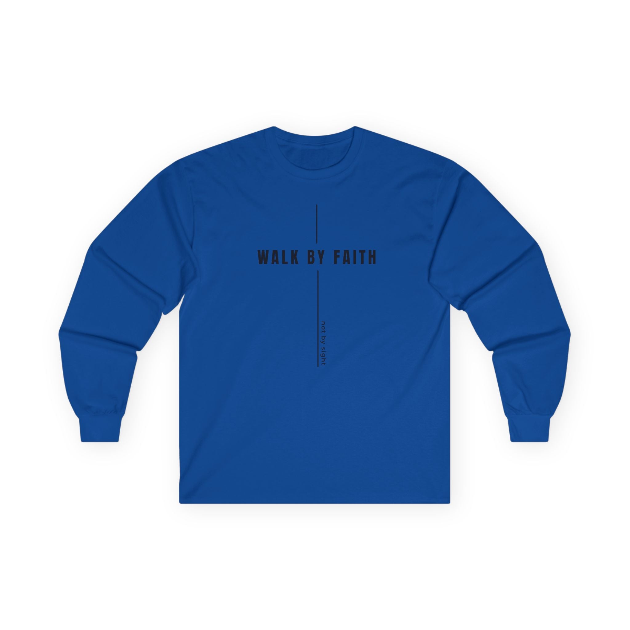 Walk By Faith Long Sleeve Tee — Minimal Christian Inspirational Shirt
