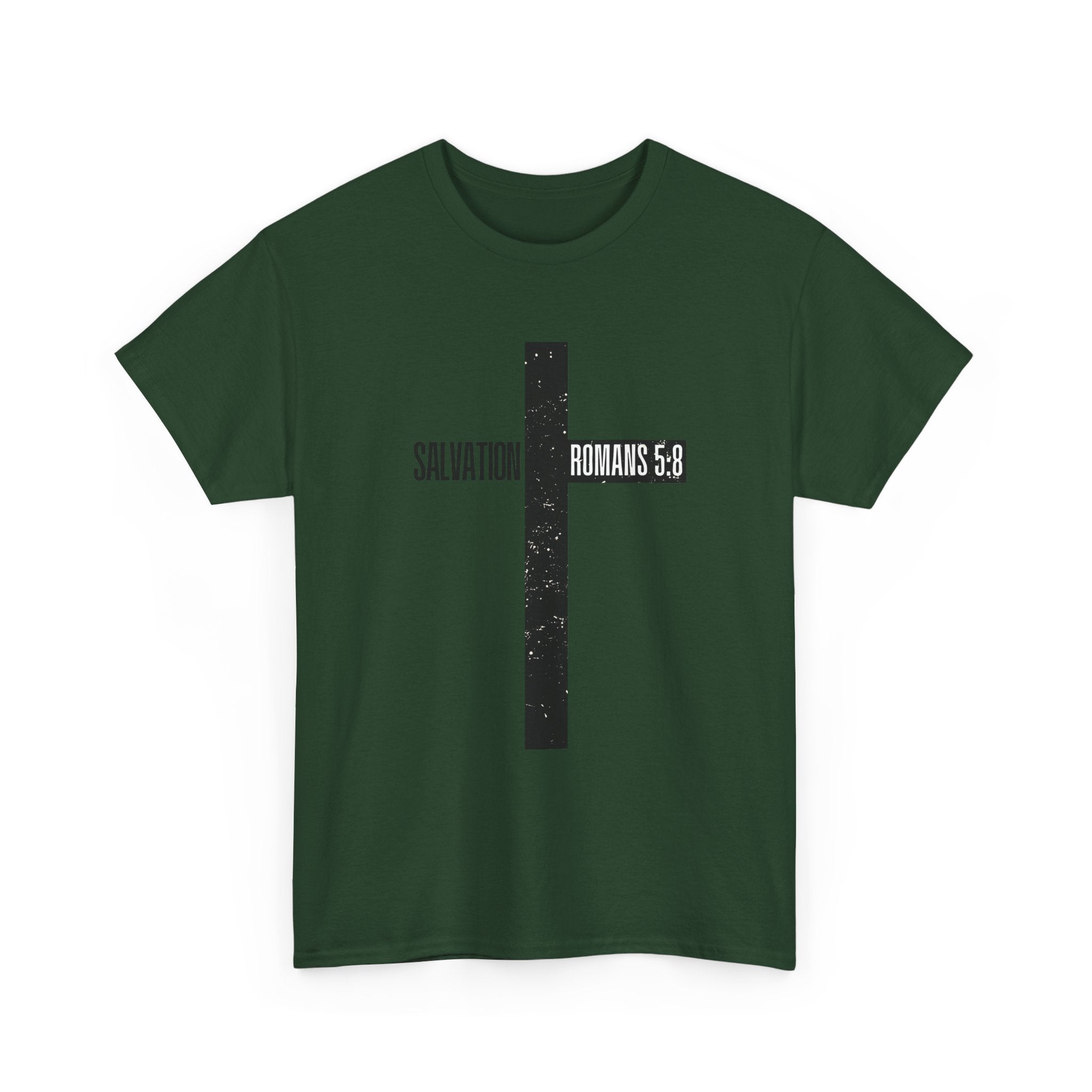 Christian Cross T-Shirt — "Salvation Romans 5:8" Faith Tee
