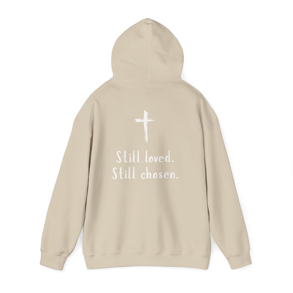 Not Perfect — Forgiven Hoodie | Christian Inspirational Sweatshirt (Romans 5:8, Still Loved/Still Chosen)
