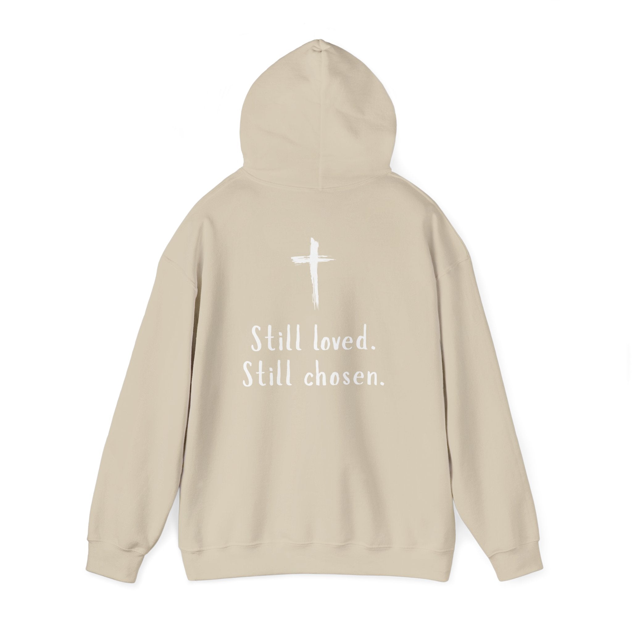 Not Perfect — Forgiven Hoodie | Christian Inspirational Sweatshirt (Romans 5:8, Still Loved/Still Chosen)