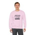 Inspirational Crewneck Sweatshirt "Fear is a Liar" Pullover, Positive Mindset Apparel, Motivational Faith Graphic Sweatshirt