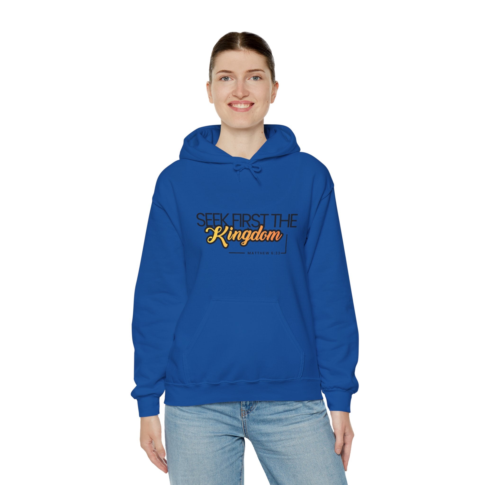 Seek First the Kingdom Hoodie – Christian Faith Scripture Sweatshirt (Matthew 6:33)