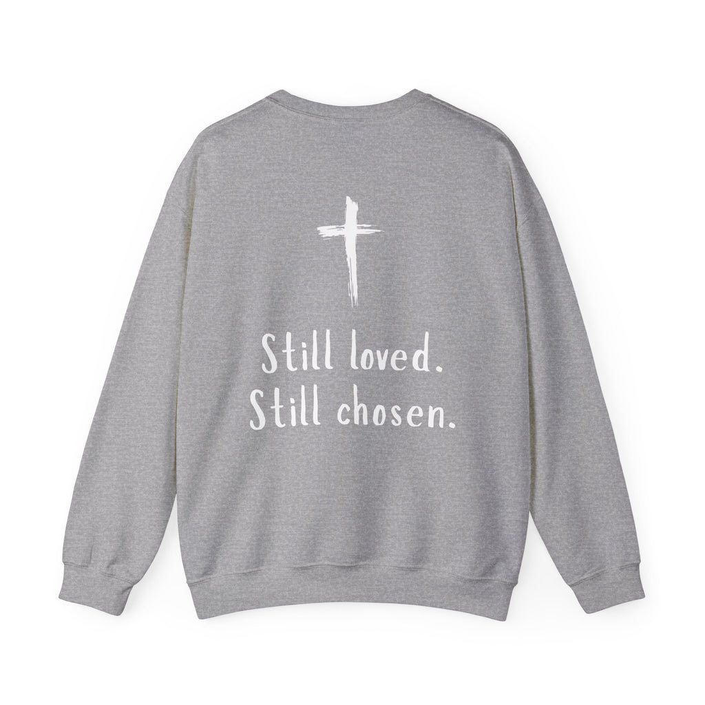 Christian Crewneck Sweatshirt — "Not Perfect, Forgiven" (Romans 5:8)