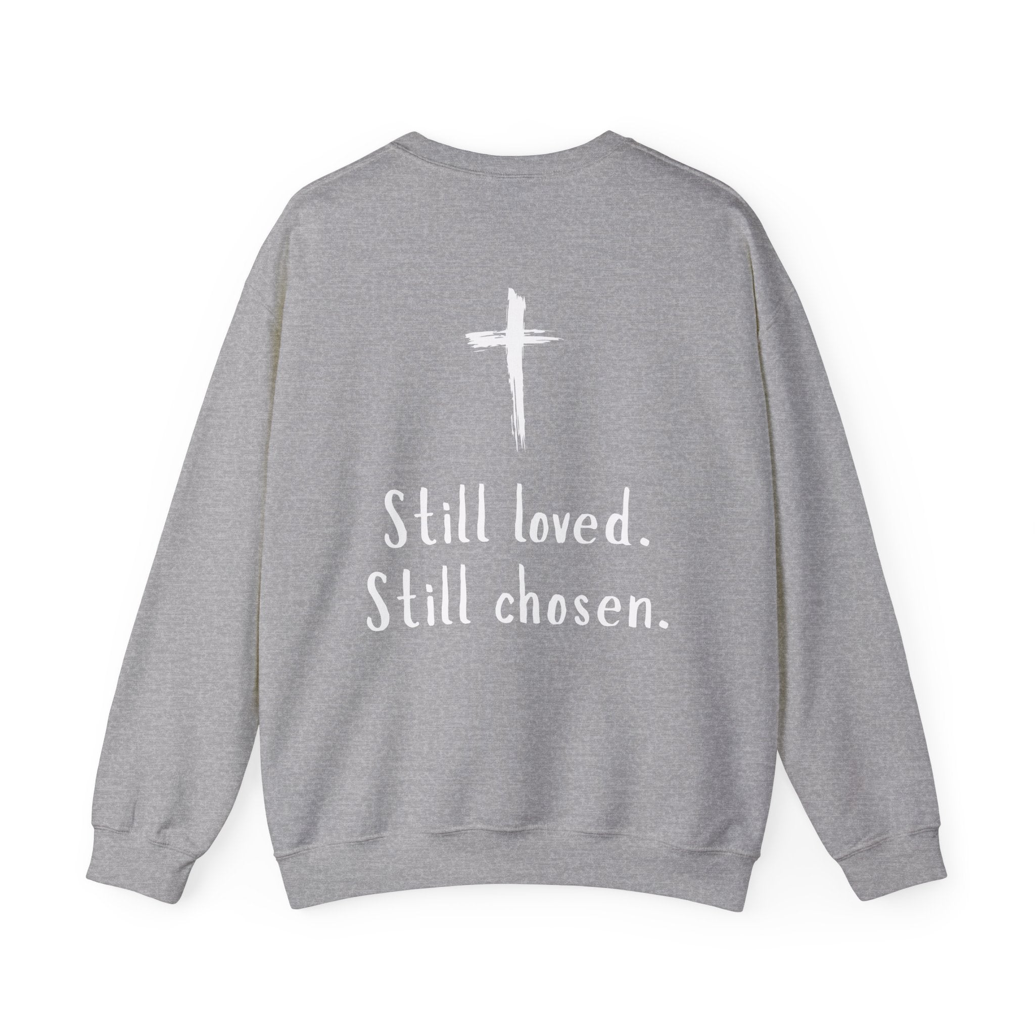 Christian Crewneck Sweatshirt — "Not Perfect, Forgiven" (Romans 5:8)