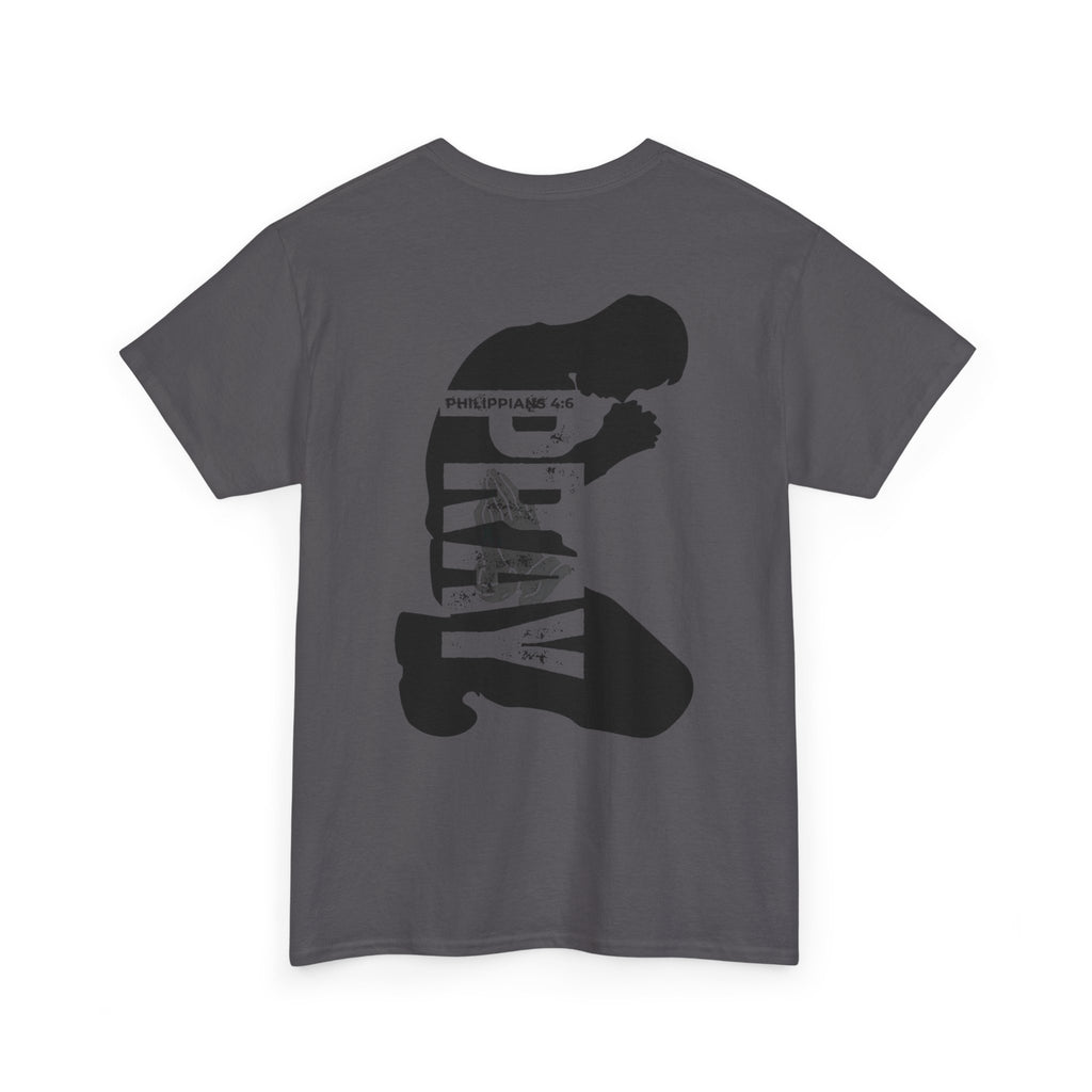 Pray More Tee — "Pray More, Panic Less" Christian Graphic T-Shirt