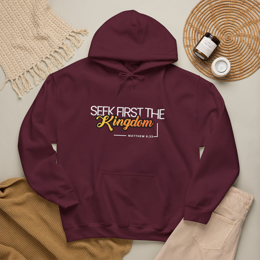 Seek First the Kingdom Hoodie - Christian Faith Scripture Sweatshirt (Matthew 6:33)