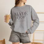 Minimalist Crewneck Sweatshirt "Made New" Pullover, Inspirational Christian Clothing, Aesthetic Daily Reminder Sweatshirt
