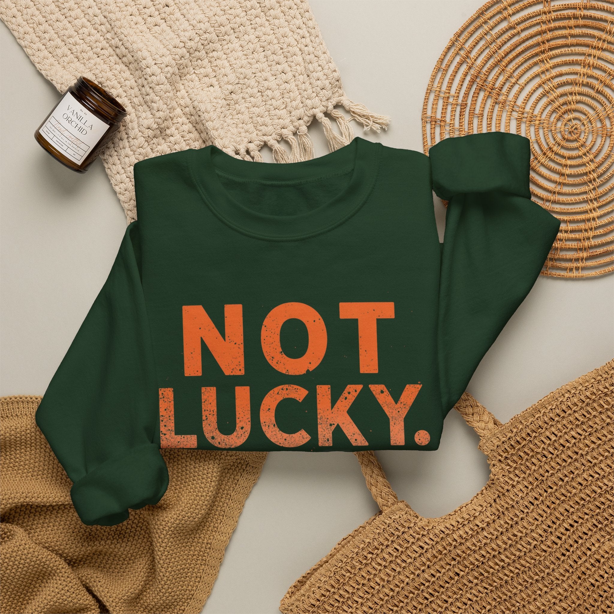 Blessed Crewneck Faith Sweatshirt – "Not Lucky, Just Blessed" Christian Pullover