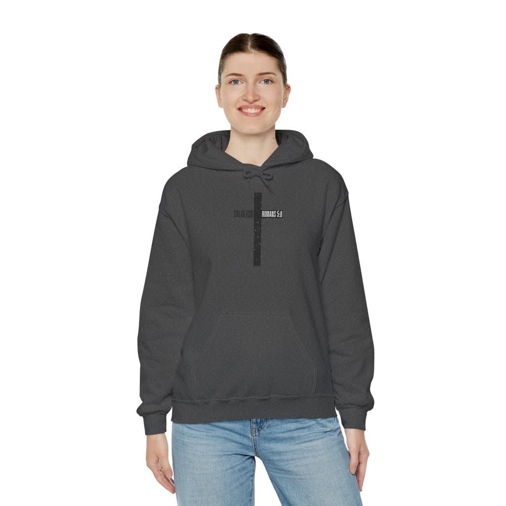 Faith Cross Salvation Hoodie — Minimalist Black Cross Christian Hoodie