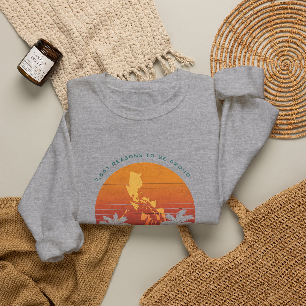 Filipino Crewneck Sweatshirt "Proud to Be Pinoy" Retro Sunset Pullover, Philippines Pride Apparel, Heritage Graphic Sweatshirt