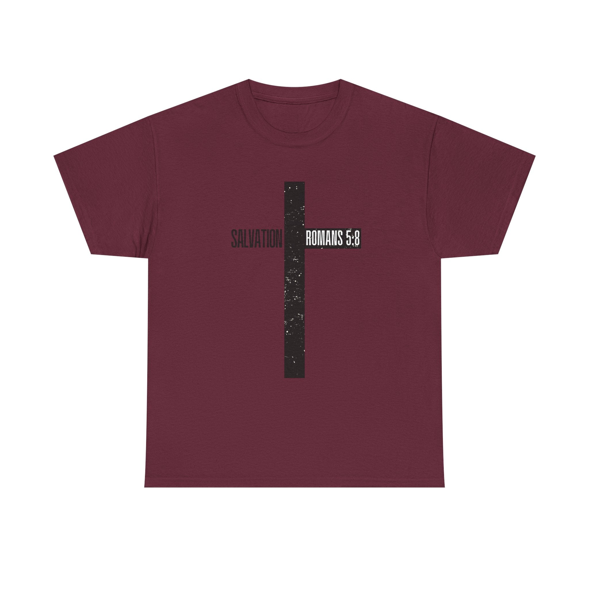 Christian Cross T-Shirt — "Salvation Romans 5:8" Faith Tee