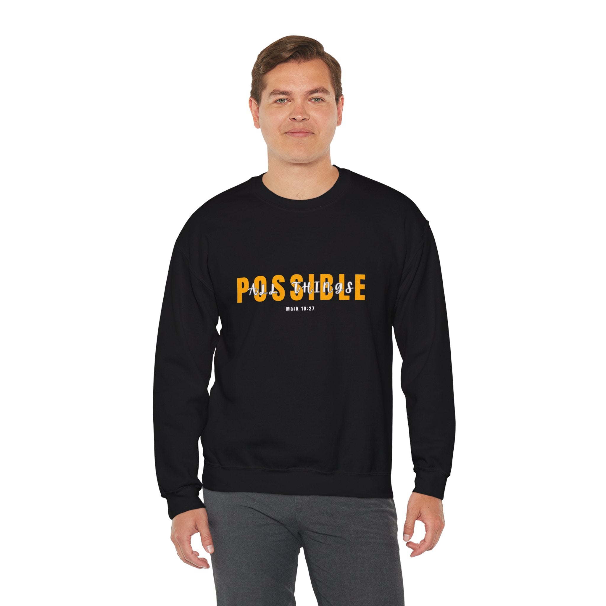 Inspirational Crewneck Sweatshirt "Possible" Pullover, Positive Affirmation Apparel, Motivational Mindset Graphic Sweatshirt