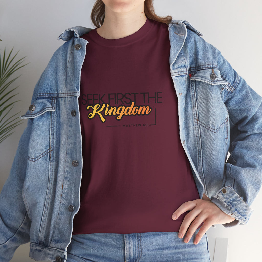 Seek First the Kingdom Tee — Christian Faith Graphic T-Shirt (Matthew 6:33)