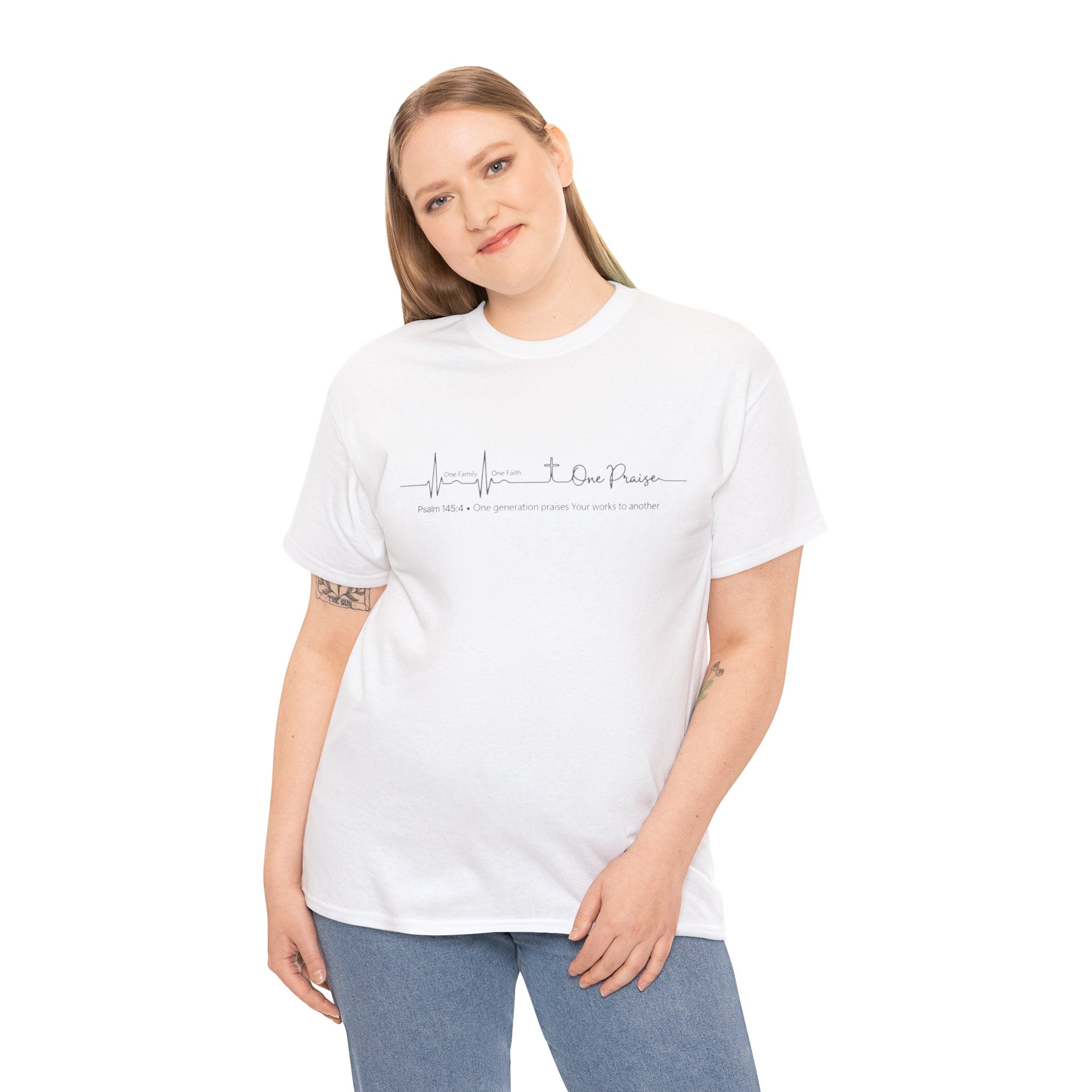 Faith Heartbeat T‑Shirt — I Surrender Script Christian Tee