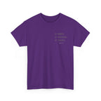 Black Text-Pattern T-Shirt — Seen Known Saved Christian Typography Graphic Tee