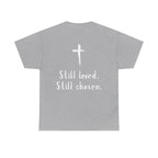 Christian Tee — "Not Perfect, Forgiven" Romans 5:8 Graphic T-Shirt (Still Loved / Still Chosen)