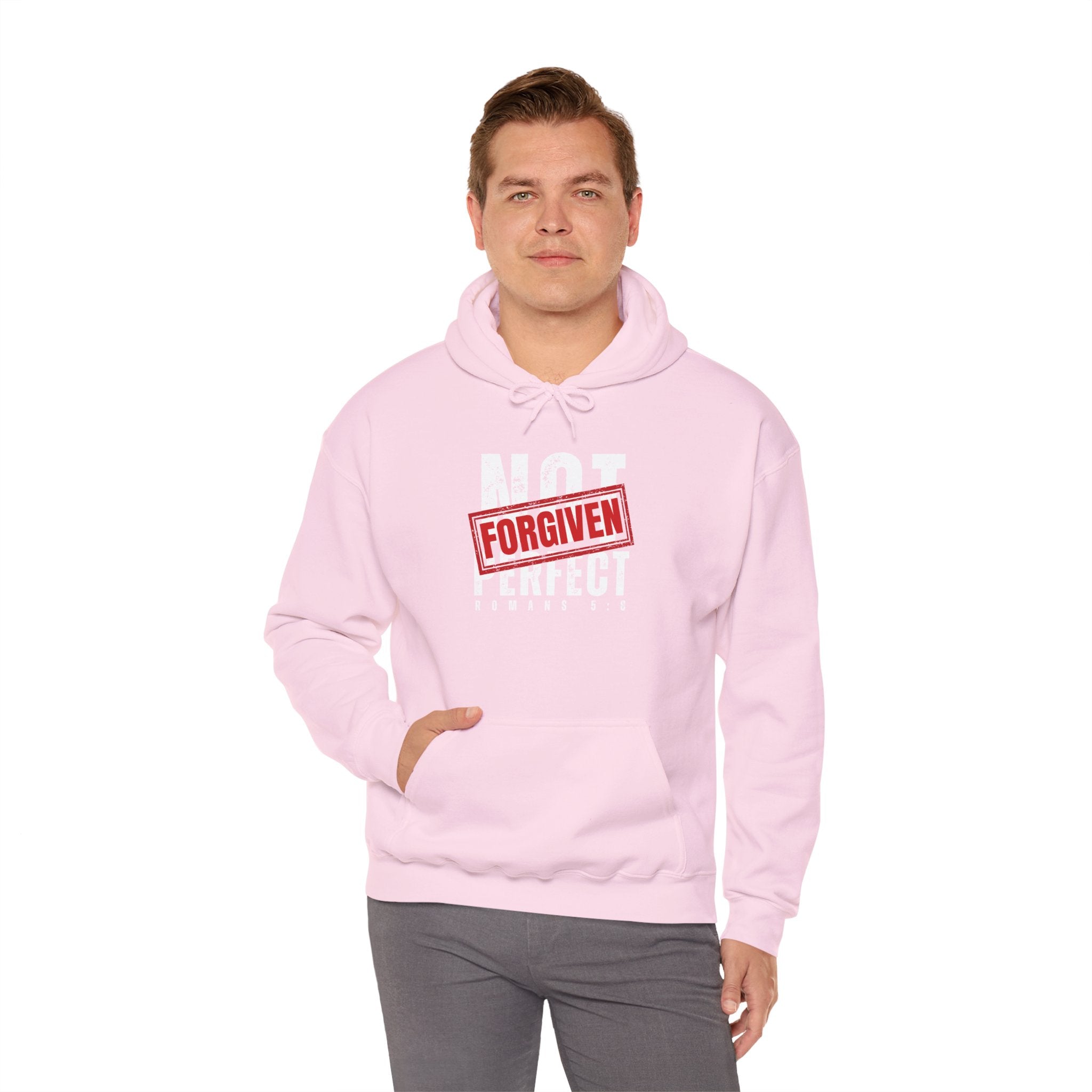 Not Perfect — Forgiven Hoodie | Christian Inspirational Sweatshirt (Romans 5:8, Still Loved/Still Chosen)