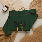 Christian Crewneck Sweatshirt "Walk By Faith" Pullover, 2 Corinthians 5:7 Apparel, Inspirational Faith Graphic Sweatshirt