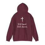 Not Perfect — Forgiven Hoodie | Christian Inspirational Sweatshirt (Romans 5:8, Still Loved/Still Chosen)
