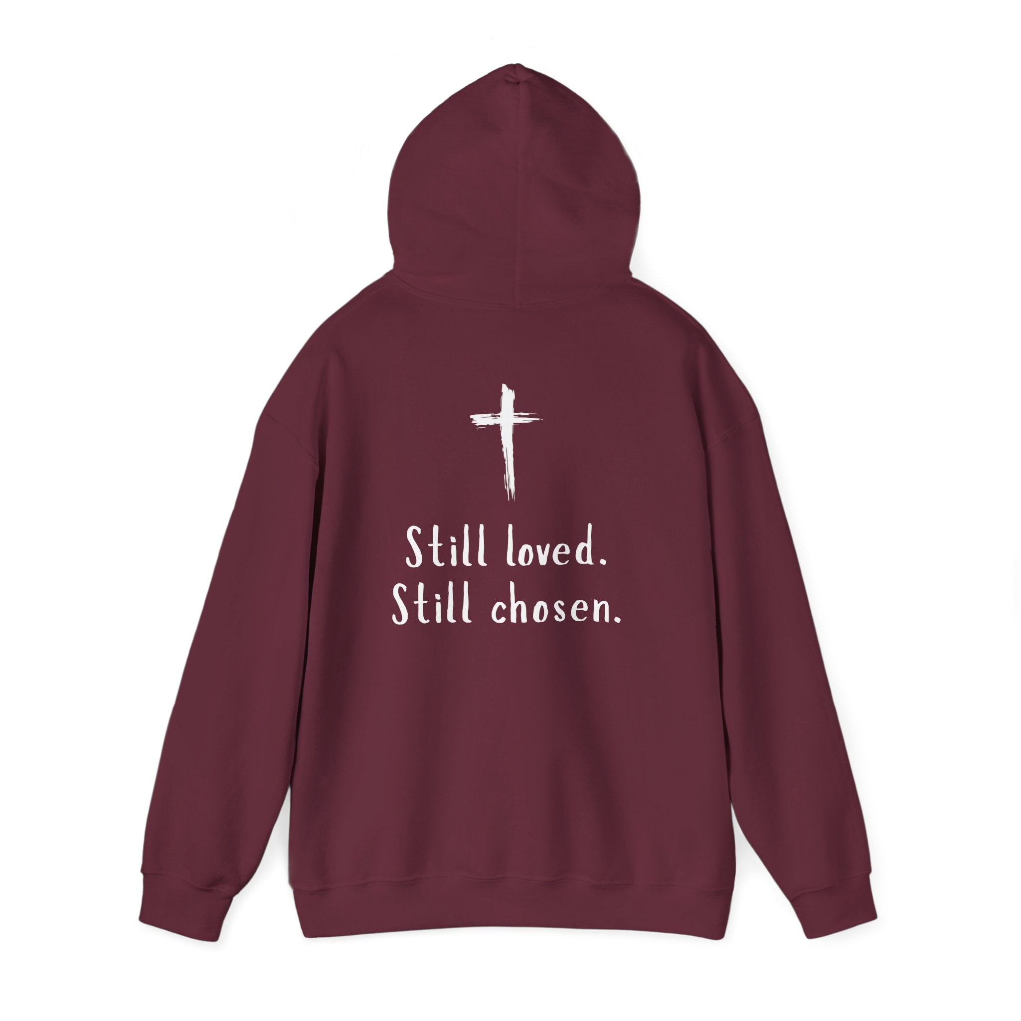 Not Perfect — Forgiven Hoodie | Christian Inspirational Sweatshirt (Romans 5:8, Still Loved/Still Chosen)