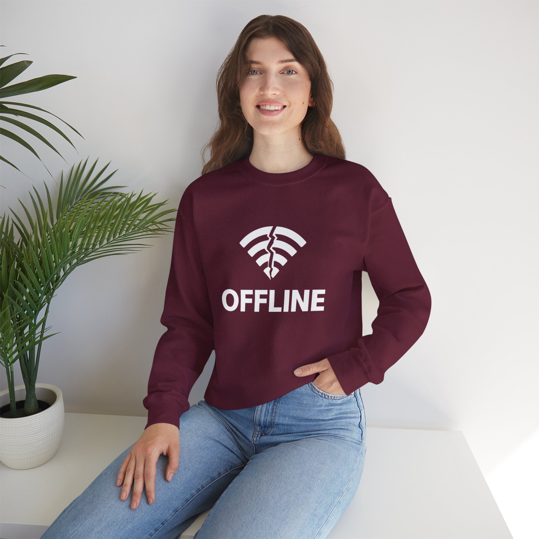 Christian Crewneck Sweatshirt "Offline" Pullover, Go Into Your Room and Pray Back Quote, Faith Streetwear Sweatshirt