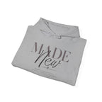 Minimalist Hoodie "Made New" Front Print Pullover, Inspirational Christian Sweatshirt, Aesthetic Faith Clothing