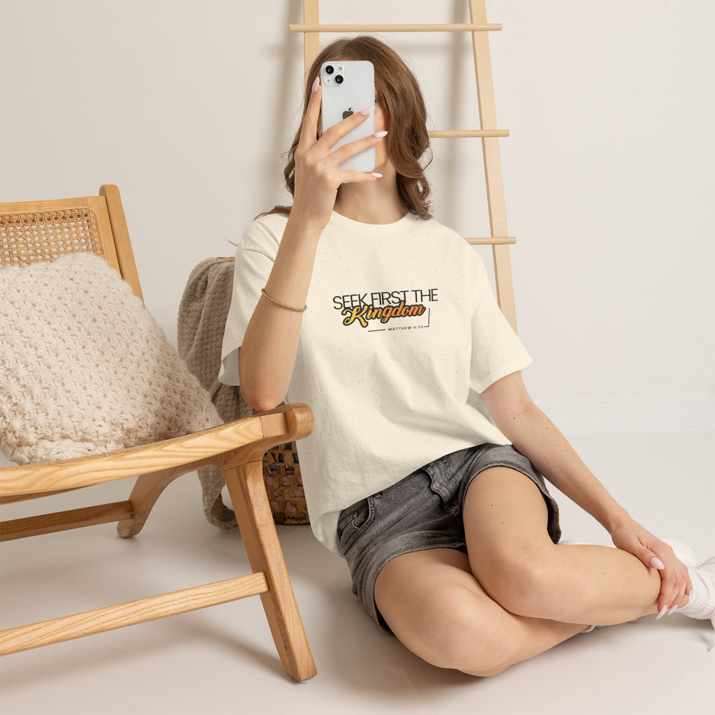 Seek First the Kingdom Tee — Christian Faith Graphic T-Shirt (Matthew 6:33)