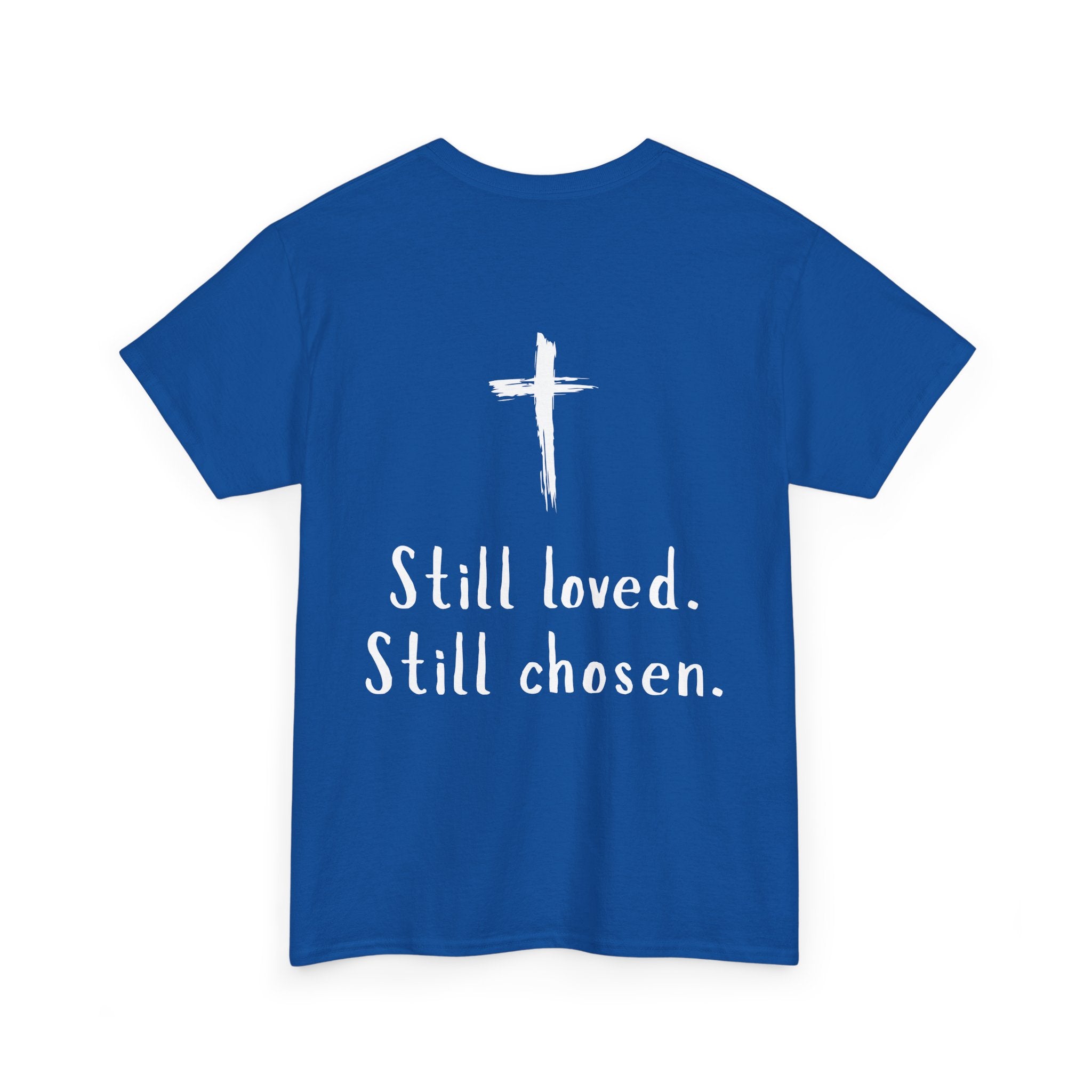 Christian Tee — "Not Perfect, Forgiven" Romans 5:8 Graphic T-Shirt (Still Loved / Still Chosen)