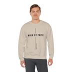 Christian Crewneck Sweatshirt "Walk By Faith" Pullover, 2 Corinthians 5:7 Apparel, Minimalist Faith Graphic Sweatshirt