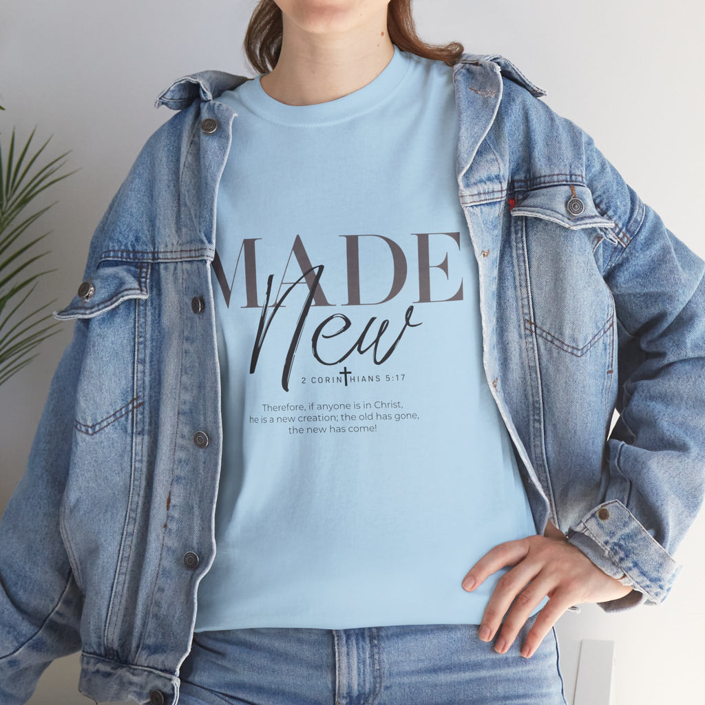 T-Shirt — "Made New" Minimalist Christian Faith Tee