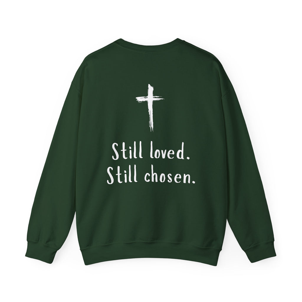 Christian Crewneck Sweatshirt — "Not Perfect, Forgiven" (Romans 5:8)