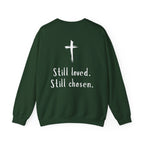 Christian Crewneck Sweatshirt — "Not Perfect, Forgiven" (Romans 5:8)
