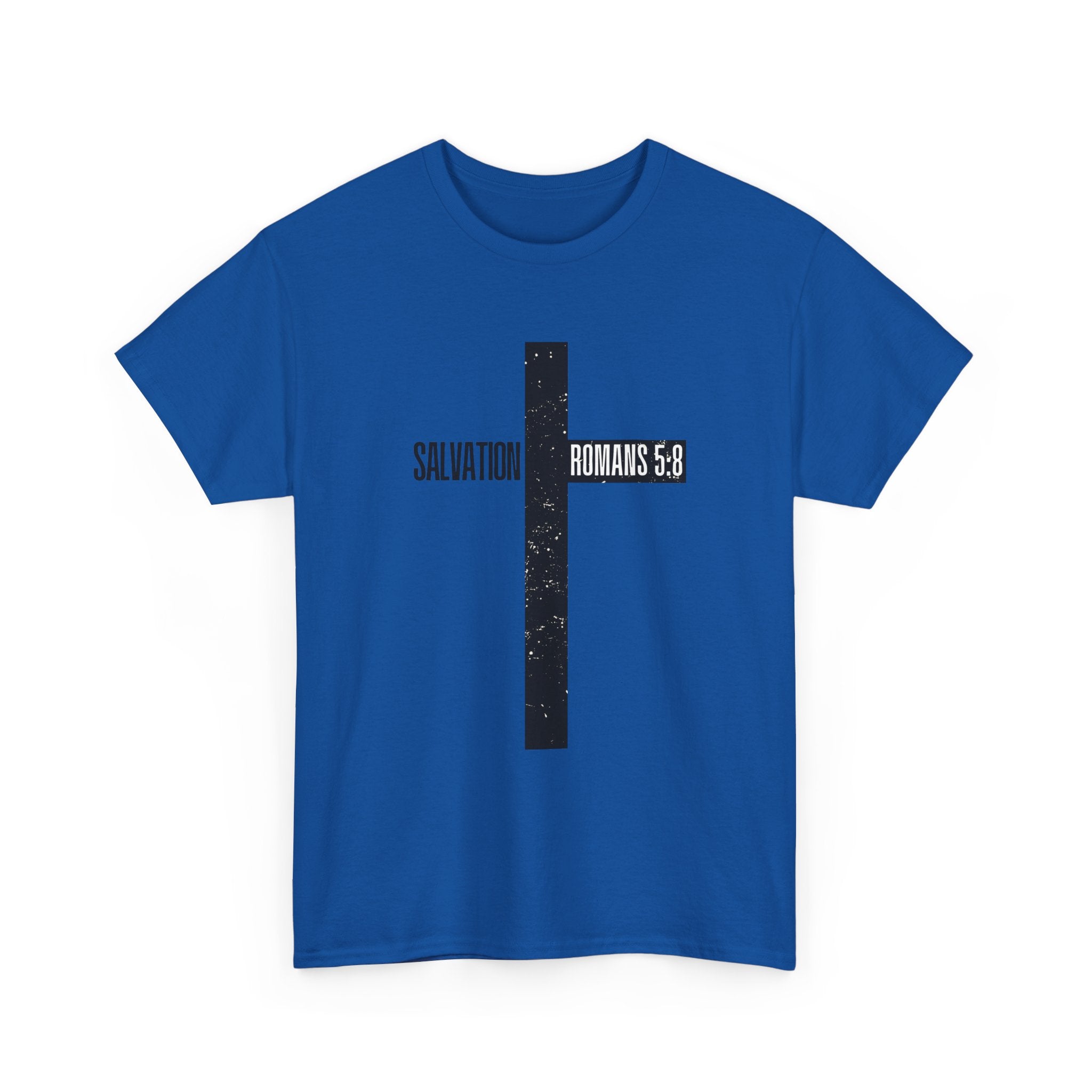 Christian Cross T-Shirt — "Salvation Romans 5:8" Faith Tee