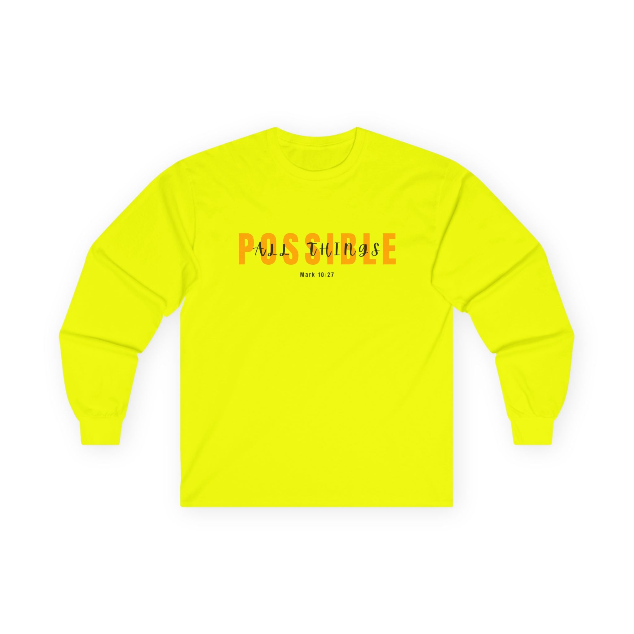 Possible Long Sleeve Christian Tee — Inspirational "Possible" Graphic Cotton Shirt